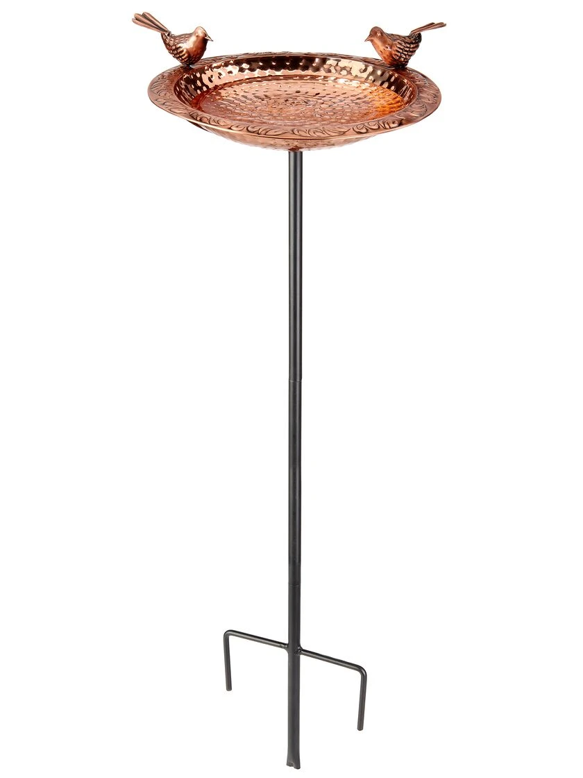Pure Copper Bird Bath With Two Copper Birds And Multipronged Garden Pole 7 Pure Copper Bird Bath With Two Copper Birds And Multipronged Garden Pole - Image 5