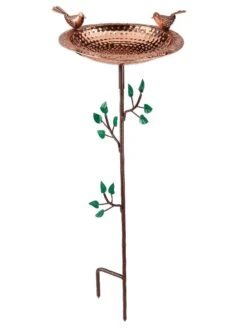 Pure Copper Bird Bath With Two Copper Birds And Tree Multipronged Garden Pole -Best Garden Care Shop 3 4 crop 8613379 04v