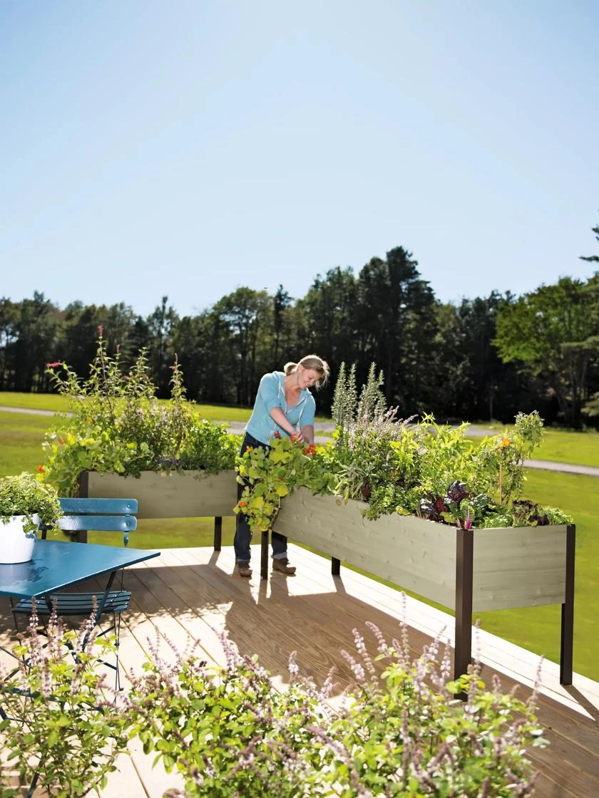 Eco-Stained Elevated Planter Box, 2'x8' 3 Eco-Stained Elevated Planter Box, 2'x8'