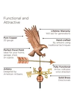 Bald Eagle Copper Weathervane 9 Bald Eagle Copper Weathervane -Best Garden Care Shop 8600276 02v