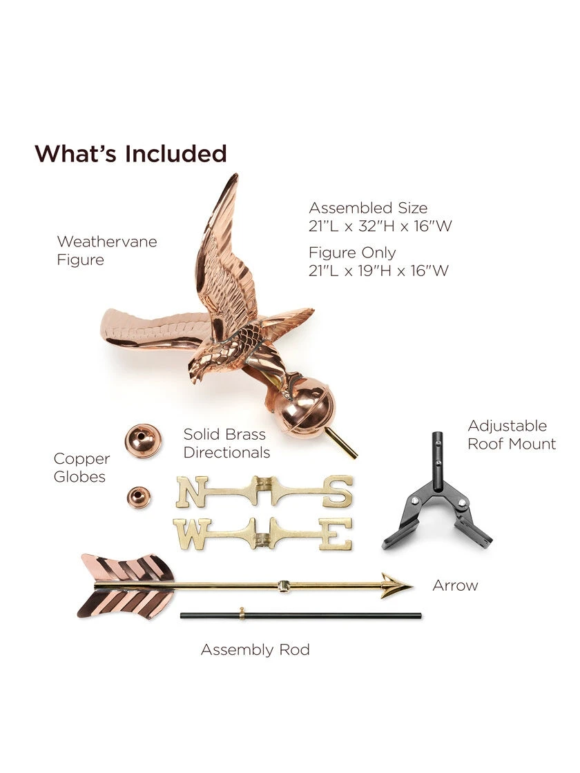 Eagle Cottage Copper Weathervane With Roof Mount 4 Eagle Cottage Copper Weathervane With Roof Mount - Image 2