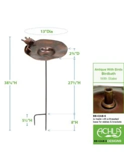 Achla Designs Antiqued Birdbath With Birds And Stake -Best Garden Care Shop 8609294 05v