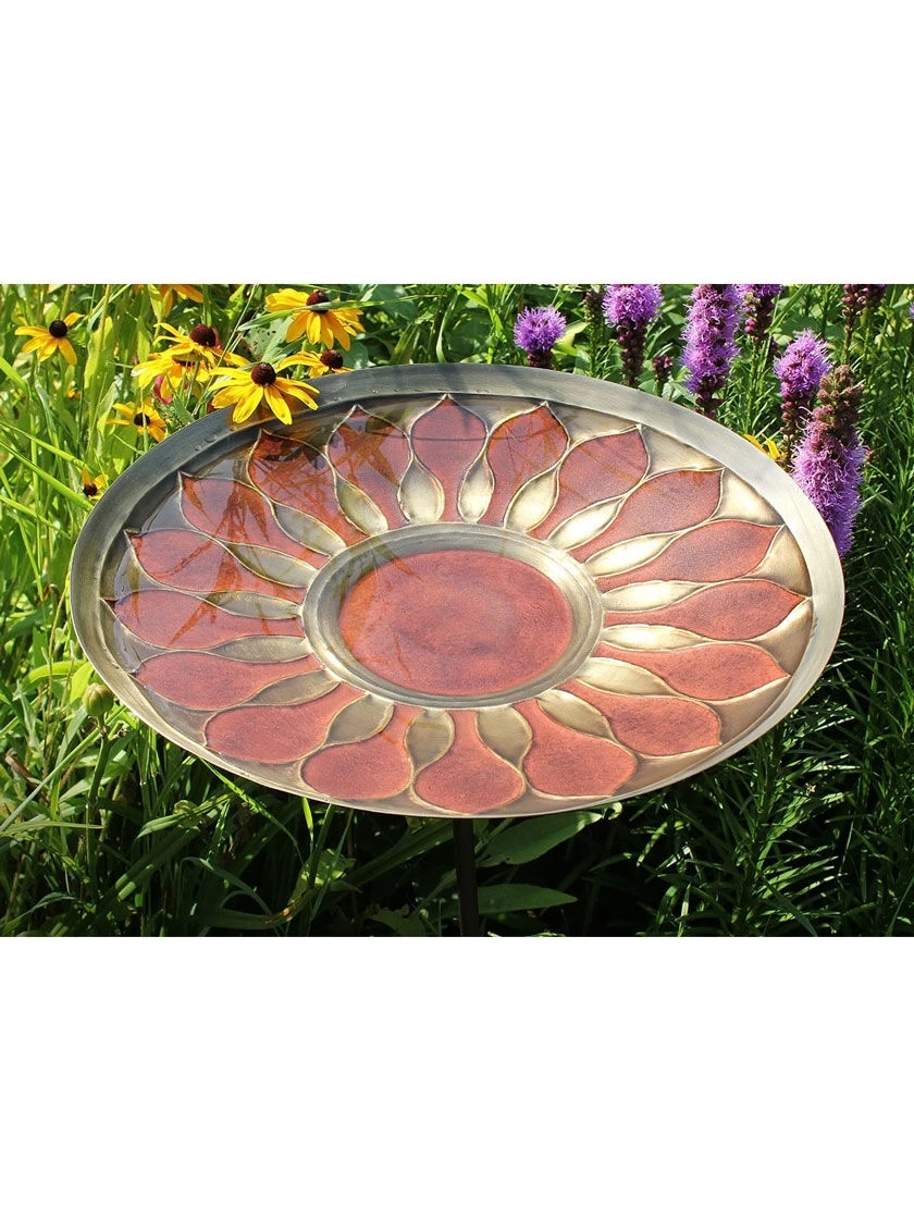 Achla Designs Red African Daisy Birdbath With Stake 3 Achla Designs Red African Daisy Birdbath With Stake