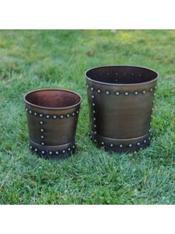 Riveted Planters, Set Of 2 -Best Garden Care Shop 8610032 01v