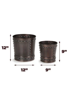 Riveted Planters, Set Of 2 -Best Garden Care Shop 8610032 03v