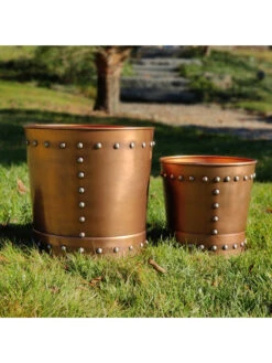 Riveted Planters, Set Of 2 -Best Garden Care Shop 8610032 05v