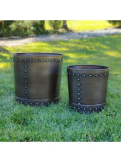 Riveted Planters, Set Of 2 -Best Garden Care Shop 8610081 01v