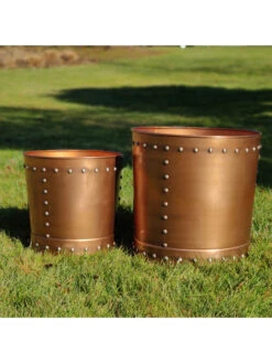 Riveted Planters, Set Of 2 -Best Garden Care Shop 8610081 03v