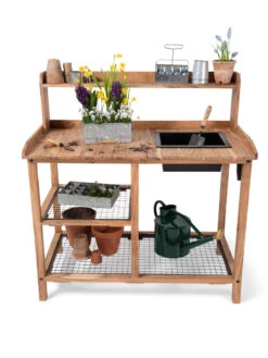 Dynamic Acacia Potting Bench With Soil Reservoir -Best Garden Care Shop 8611009 005