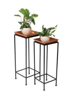 Square Nesting Plant Stands With Trays, Set Of 2 -Best Garden Care Shop 8611014 2872 tif