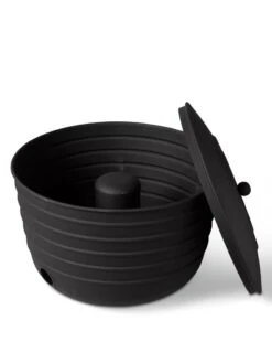 Matte Black Ribbed Hose Pot With Lid -Best Garden Care Shop 8611991 5868 tif
