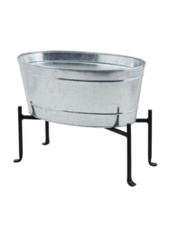 Achla Designs Mini Oval Galvanized Tub With Folding Stand 9 Achla Designs Mini Oval Galvanized Tub With Folding Stand -Best Garden Care Shop 8612906 03v