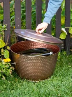 Hammered Copper Hose Pot With Lid -Best Garden Care Shop 8613311 0010