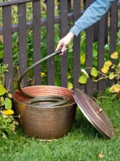 Hammered Copper Hose Pot With Lid -Best Garden Care Shop 8613311 0012