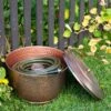 Hammered Copper Hose Pot With Lid -Best Garden Care Shop 8613311 0102 hammered copper hose pot with lid