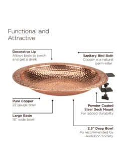 Pure Copper Bird Bath Deck Mount 17 Pure Copper Bird Bath Deck Mount -Best Garden Care Shop 8613382 06v